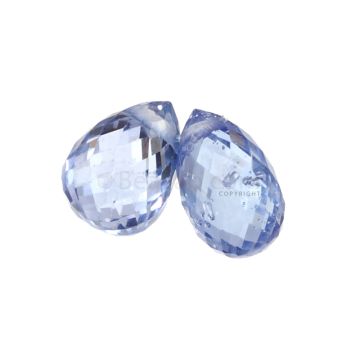 2 Pcs - Light Blue Sapphire Faceted Drops - 2.30 cts - 6.5 x 4.7 mm & 6.6 x 4.3 mm (MSFD1118)