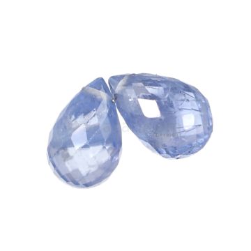 2 Pcs - Light Blue Sapphire Faceted Drops - 2.51 cts - 6.9 x 5.3 mm & 7 x 4.5 mm (MSFD1128)