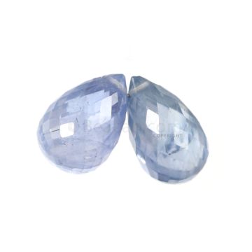 2 Pcs - Light Blue Sapphire Faceted Drops - 4.03 cts - 7.9 x 5.4 mm & 8.3 x 4.9 mm (MSFD1123)