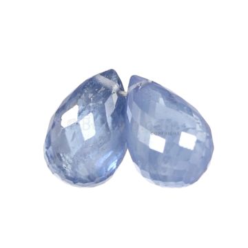 2 Pcs - Light Blue Sapphire Faceted Drops - 4.23 cts - 8.5 x 5.3 mm & 8.4 x 5.7 mm (MSFD1124)