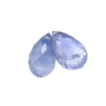 2 Pcs - Light Blue Sapphire Faceted Drops - 2.76 cts - 7.1 x 4.3 mm & 7.2 x 4.6 mm (MSFD1125)