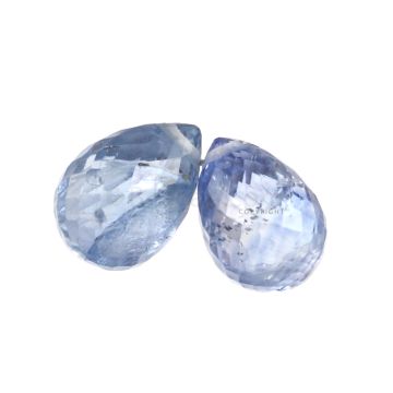 2 Pcs - Light Blue Sapphire Faceted Drops - 4.68 cts - 7.8 x 5.7 mm & 8.3 x 5.7 mm (MSFD1126)
