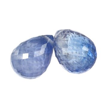 2 Pcs - Medium Blue Sapphire Faceted Drops - 6.49 cts - 8.5 x 6.3 mm & 8.2 x 6.3 mm (MSFD1108)