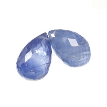 2 Pcs - Medium Blue Sapphire Faceted Drops - 2.95 cts - 7.8 x 4.7 mm & 7.5 x 5.1 mm (MSFD1110)