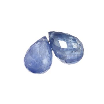 2 Pcs - Medium Blue Sapphire Faceted Drops - 2.35 cts - 6.5 x 4.5 mm & 6.7 x 4.6 mm (MSFD1111)