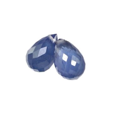 2 Pcs - Medium Blue Sapphire Faceted Drops - 2.45 cts - 6.6 x 4.4 mm & 7.1 x 4.2 mm (MSFD1114)