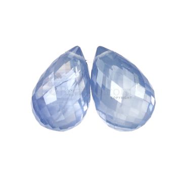 2 Pcs - Light Blue Sapphire Faceted Drops - 9.42 cts - 11.3 x 7.1 mm & 11 x 7.1 mm (MSFD1117)