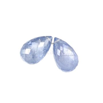 2 Pcs - Light Blue Sapphire Faceted Drops - 3.53 cts - 8.1 x 4.4 mm (MSFD1121)