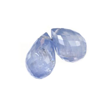 2 Pcs - Light Blue Sapphire Faceted Drops - 2.73 cts - 6.5 x 4.6 mm & 6.6 x 4.2 mm (MSFD1122)
