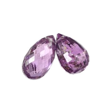 2 Pcs - Medium Purple Sapphire Faceted Drops - 4.01 cts - 8 x 5.4 mm & 8.9 x 5 mm (MSFD1051)