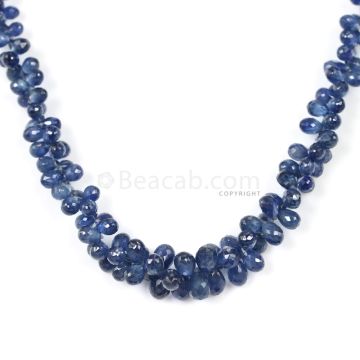 1 Line - Dark Blue Sapphire Faceted Drops - 101.50 cts - 3.5 x 2.4 mm to 6.3 x 4 mm (SDR1031)
