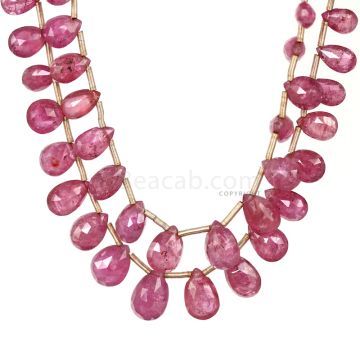 2 Lines - Medium Pink Pink Sapphire Faceted Drops - 51.25 cts - 5.5 x 4.1 mm to 9.4 x 6.3 mm (PSDR1010)