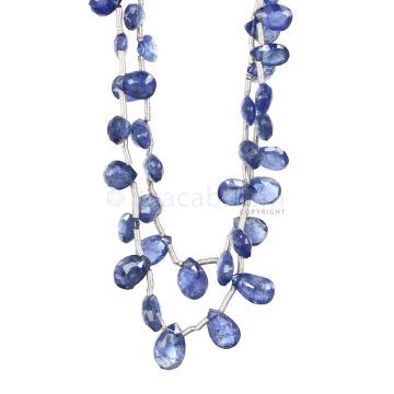 2 Lines - Medium Blue Sapphire Faceted Drops - 46.95 cts - 4.1 x 3.6 mm to 7.9 x 5.6 mm (SDR1034)