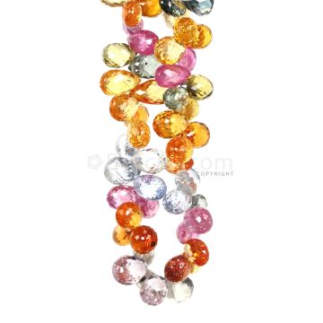 1 Line - Medium Tones Multi Sapphire Faceted Drops - 206.54 cts - 6.8 x 4.6 mm to 8.3 x 5.1 mm (MSFD1045)