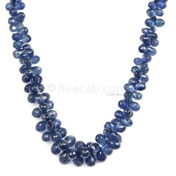 1 Line - Dark Blue Sapphire Faceted Drops - 99.50 cts - 3.9 x 2.3 mm to 5.8 x 3.7 mm (SDR1029)