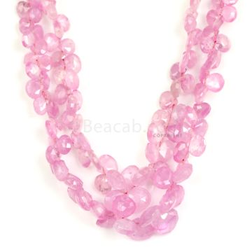 2 Lines - Light Pink Pink Sapphire Faceted Drops - 134.00 cts - 3.4 x 3.6 mm to 7.4 x 7.4 mm (PSDR1011)
