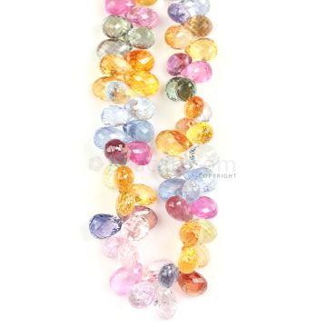 1 Line - Medium Tones Multi Sapphire Faceted Drops - 150.85 cts - 7 x 4.5 mm to 8.5 x 4.7 mm (MSFD1046)