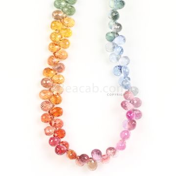 1 Line - Medium Tones Multi Sapphire Faceted Drops - 100.50 cts - 5.3 x 3.3 mm to 5.5 x 3.5 mm (MSFD1047)