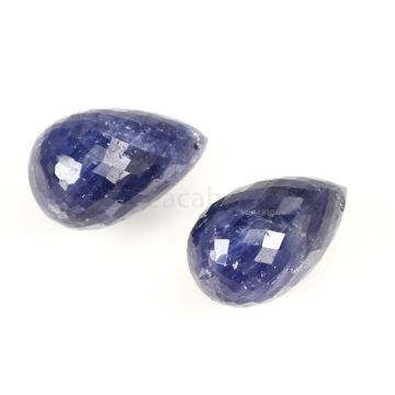 2 Pcs - Dark Blue Sapphire Faceted Drops - 79.50 cts - 11.6 x 14.2 mm to 11.1 x 13.5 mm (SDR1037)