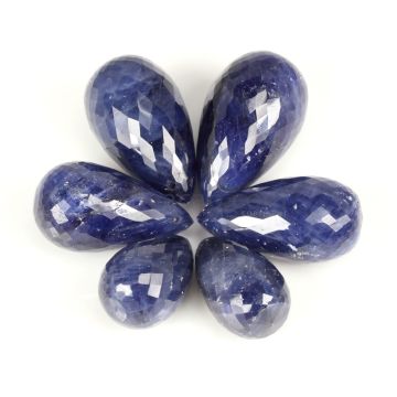 6 Pcs - Dark Blue Sapphire Faceted Drops - 282.00 cts - 9.7 x 12.1 mm to 28.2 x 16.1 mm (SDR1038)
