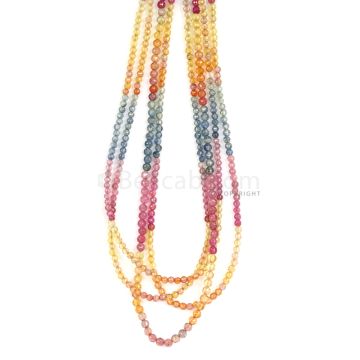 4 Lines - Medium Tones Multi Sapphire Faceted Beads - 135.50 cts - 2.7 mm to 3.2 mm (MSFB1044)