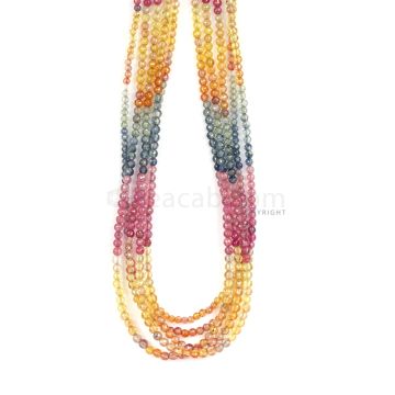 5 Lines - Medium Tones Multi Sapphire Faceted Beads - 174.00 cts - 2.9 mm to 3 mm (MSFB1045)