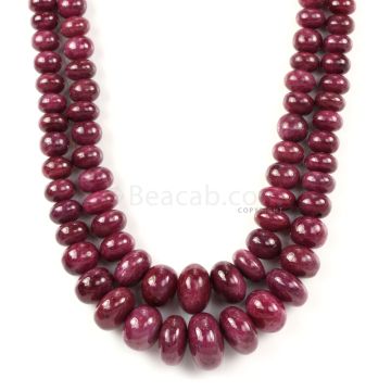 2 Lines - Medium Red Ruby Smooth Beads - 1576.00 cts - 7.2 to 20.3 mm (RSB1071)