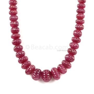 1 Line - Medium Red Ruby Carved Beads - 862.00 cts - 9.2 to 18.2 mm (RCARB1024)