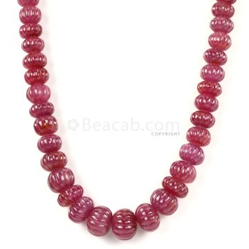 1 Line - Medium Red Ruby Carved Beads - 757.00 cts - 8.3 to 15.2 mm (RCARB1023)