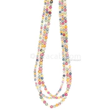 3 Lines - Medium Tones Multi Sapphire Faceted Beads - 116.00 cts - 2.7 to 3.5 mm (MSFB1052)