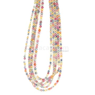 5 Lines - Medium Tones Multi Sapphire Faceted Beads - 171.00 cts - 2.6 to 3.2 mm (MSFB1054)