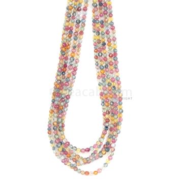 5 Lines - Medium Tones Multi Sapphire Faceted Beads - 191.50 cts - 2.5 to 3.2 mm (MSFB1051)