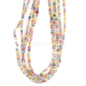 5 Lines - Medium Tones Multi Sapphire Faceted Beads - 162.50 cts - 2.6 to 3.1 mm (MSFB1048)