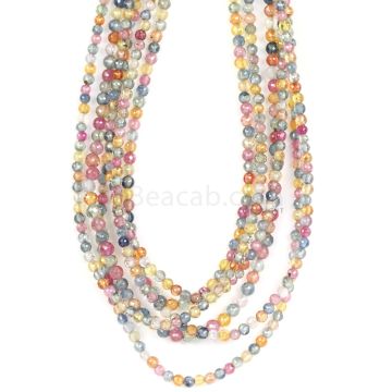 6 Lines - Medium Tones Multi Sapphire Faceted Beads - 190.50 cts - 2.4 mm to 3.2 mm (MSFB1047)