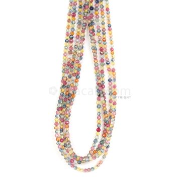 5 Lines - Medium Tones Multi Sapphire Faceted Beads - 192.50 cts - 2.7 to 3.2 mm (MSFB1055)