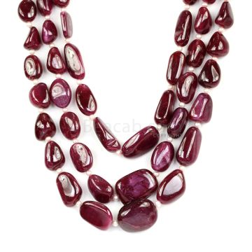 3 Lines - Medium Red Ruby Tumbled Beads - 1000 cts - 10.2 x 7.1 mm to 20.7 x 16.4 mm (RTUB1009)