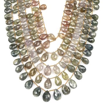 5 Lines - Medium Tones Multi Sapphire Faceted Drops - 1150.00 cts - 7.4 x 5.2 mm to 16.4 x 12.3 mm (MSFD1049)