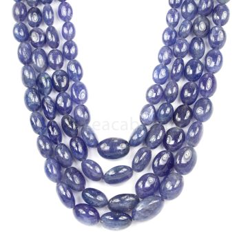 4 Lines - Violet Tanzanite Tumbled Beads - 1457.63 cts - 8 x 6.3 mm to 21.4 x 15 mm (TZTUB1031)