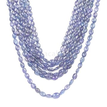 6 Lines - Violet Tanzanite Tumbled Beads - 403.00 cts - 3.8 x 3.6 mm to 9.3 x 7.5 mm (TZTUB1039)
