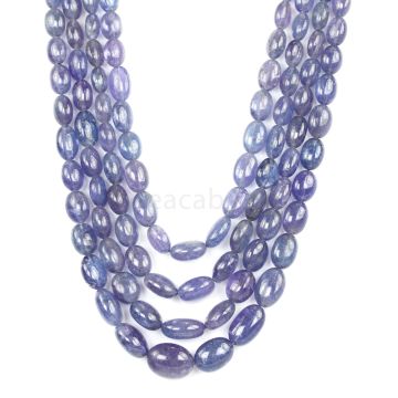 4 Lines - Violet Tanzanite Tumbled Beads - 591.71 cts - 6.4 x 5.3 mm to 15.2 x 11.5 mm (TZTUB1021)