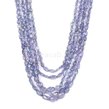 5 Lines - Violet Tanzanite Tumbled Beads - 356.58 cts - 3.7 x 3.5 mm to 10.6 x 7.7 mm (TZTUB1058)