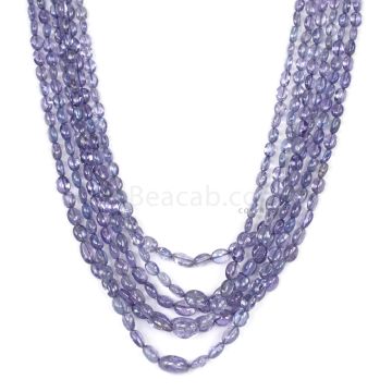 6 Lines - Violet Tanzanite Tumbled Beads - 265.00 cts - 3.9 x 2.8 mm to 9.2 x 7.1 mm (TZTUB1042)
