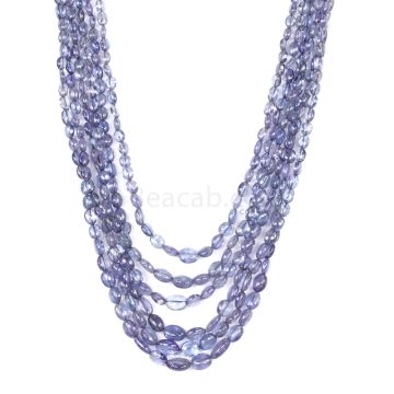 6 Lines - Violet Tanzanite Tumbled Beads - 287.20 cts - 3.5 x 2.9 mm to 7.4 x 4.5 mm (TZTUB1043)