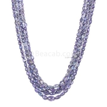 4 Lines - Violet Tanzanite Tumbled Beads - 208.00 cts - 3.9 x 3.7 mm to 9.3 x 6.5 mm (TZTUB1025)