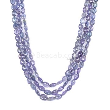 3 Lines - Violet Tanzanite Tumbled Beads - 369.03 cts - 7.1 x 5.6 mm to 10.3 x 8.5 mm (TZTUB1047)