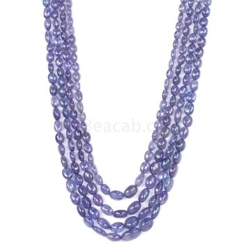 4 Lines - Violet Tanzanite Tumbled Beads - 364.00 cts - 5.1 x 4.8 mm to 11 x 6.7 mm (TZTUB1057)