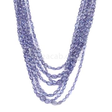 7 Lines - Violet Tanzanite Tumbled Beads - 310.25 cts - 3.5 x 3.1 mm to 6.8 x 5.2 mm (TZTUB1045)
