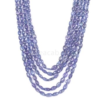 5 Lines - Violet Tanzanite Tumbled Beads - 437.60 cts - 5.2 x 3.8 mm to 19 x 17.1 mm (TZTUB1061)