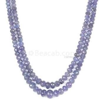 2 Lines - Violet Tanzanite Faceted Beads - 212.57 cts - 3.3 to 9.1 mm (TZFB1020)