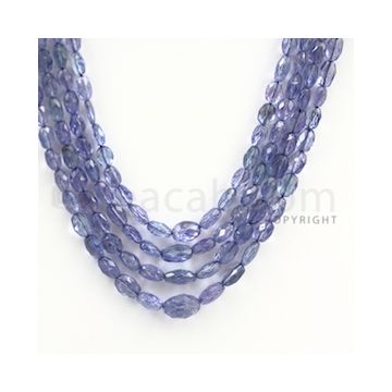 4.00 to 9.00 mm - Tanzanite Faceted Tumbled Beads - 190.00 carats - 17 to 19 inches (TzFTuB1005)